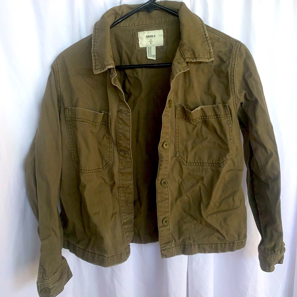 Women’s forever 21 olive denim jacket